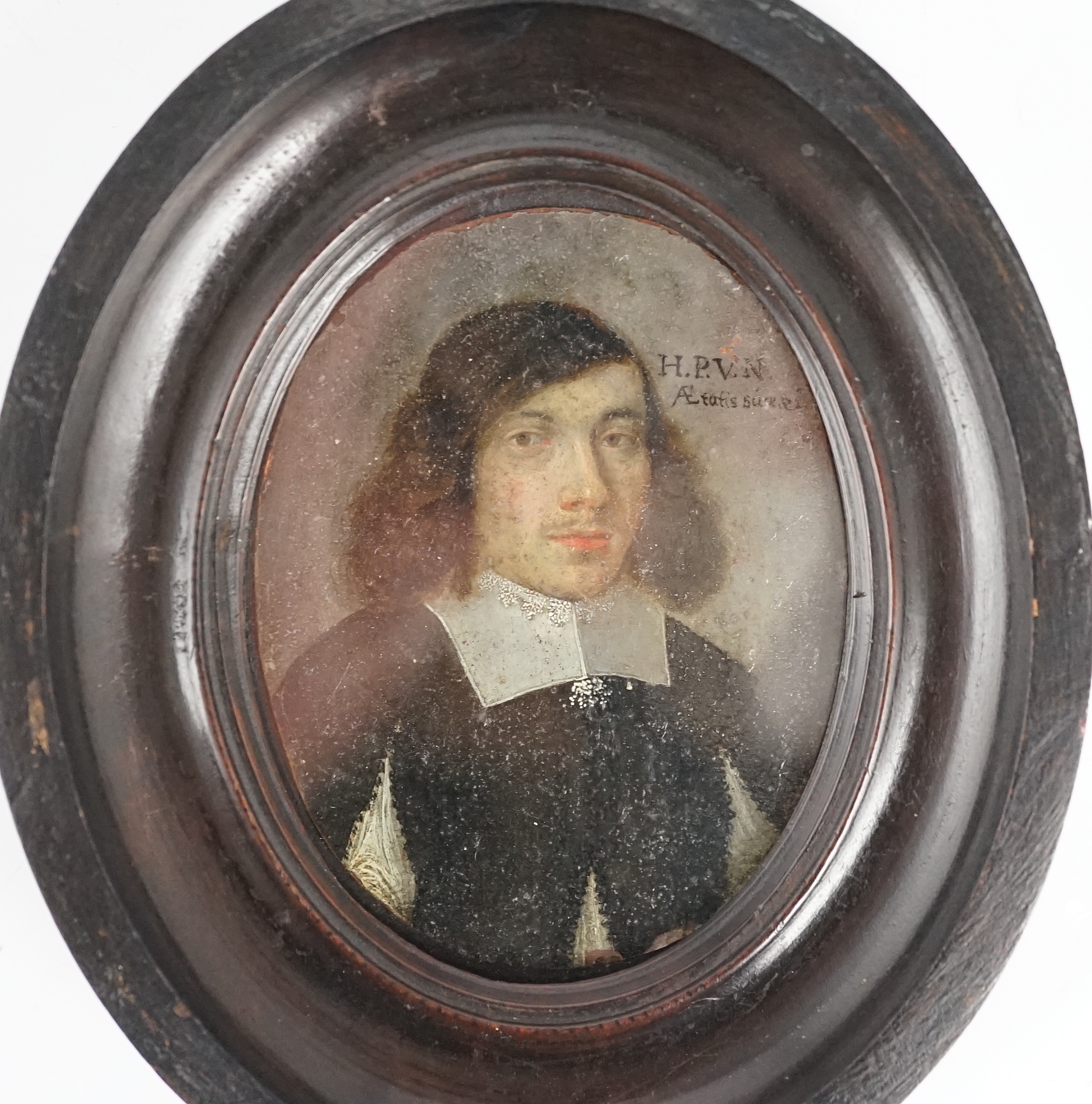 Continental School circa 1700, Portrait miniature of a gentleman, oil on copper, 8.5 x 6.5cm.